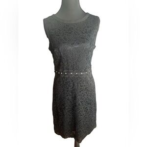 NWT Sam Edelman Black Lace Midi Dress with Accent Waist Size 6
